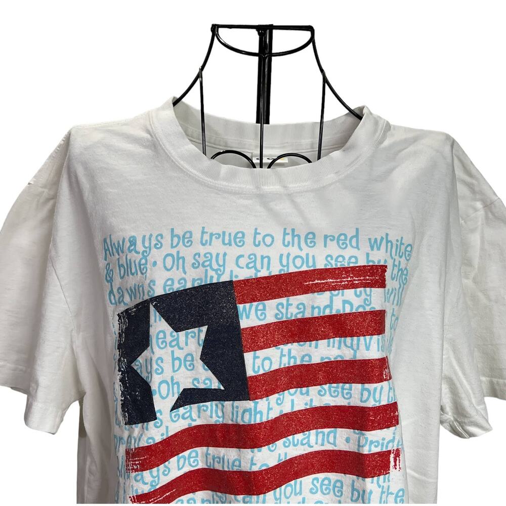 Patriotic Quotes Flag T-Shirt Top  Stars and Stripes Red White and Blue No Tags - Picture 7 of 12